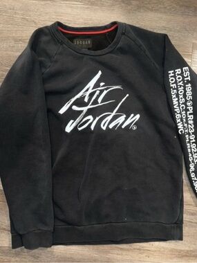 Jordan Black Crewneck Sweatshirt with White Script Logo